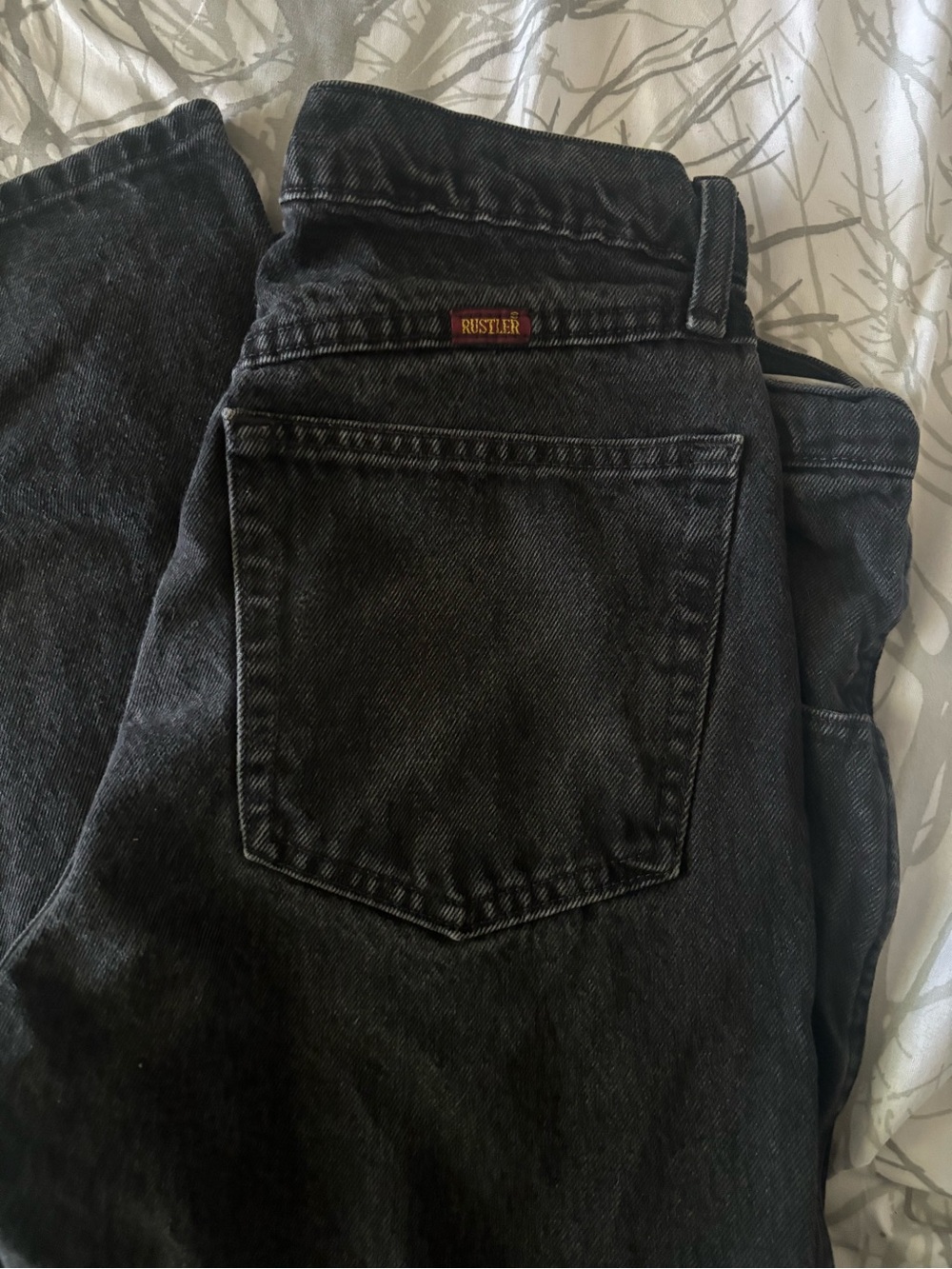 Rustler Black Denim Jeans with Branded Red Tab